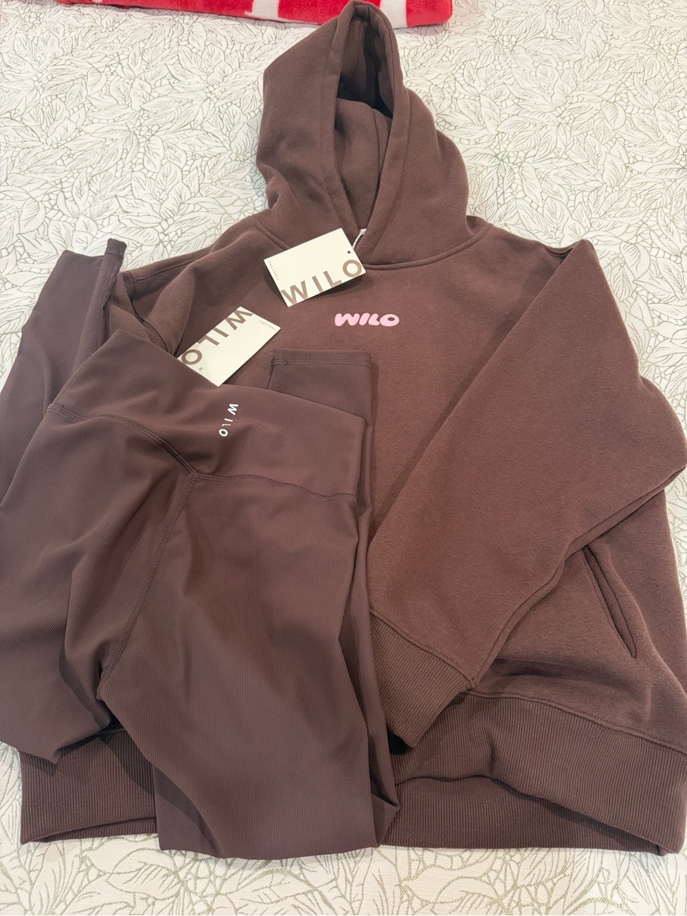 WILO The Label Chocolate Brown Hoodie with Pink Accent SET